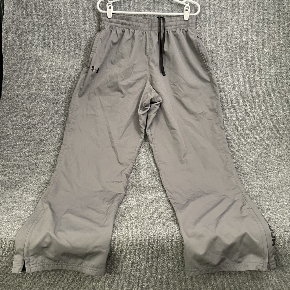 Under Armour Vital Woven Pants Mens Large Gray Loose Track Mesh Lined Ankle Zip